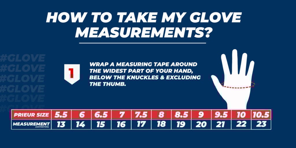 Instructions to help users determine the correct glove size for fencing