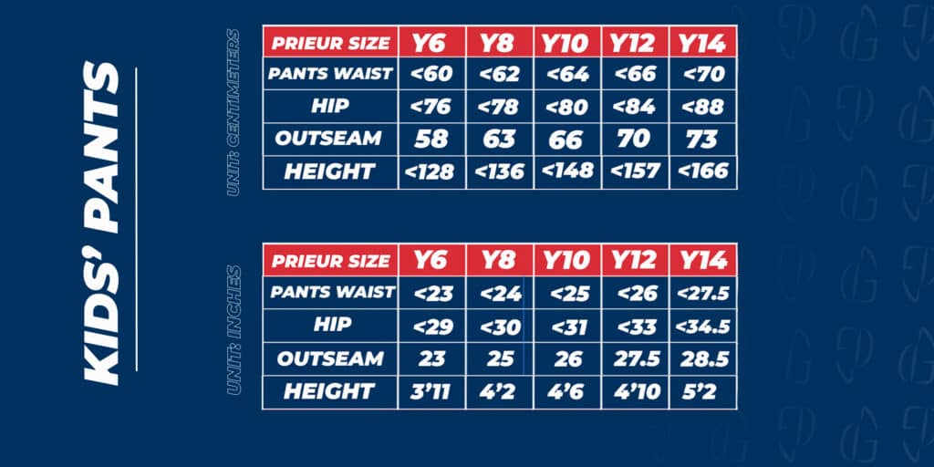 A sizing guide for kids' fencing pants