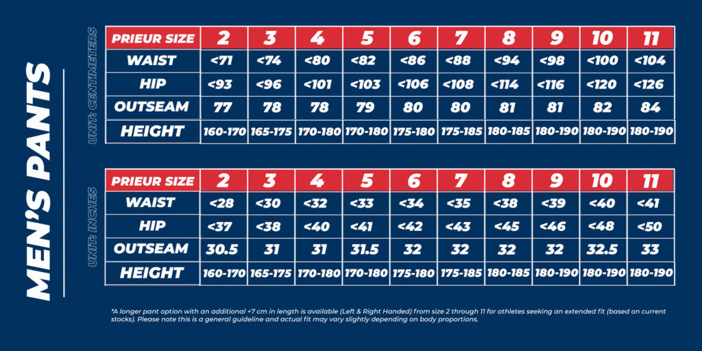 Men’s Fencing Pants Sizing Guide