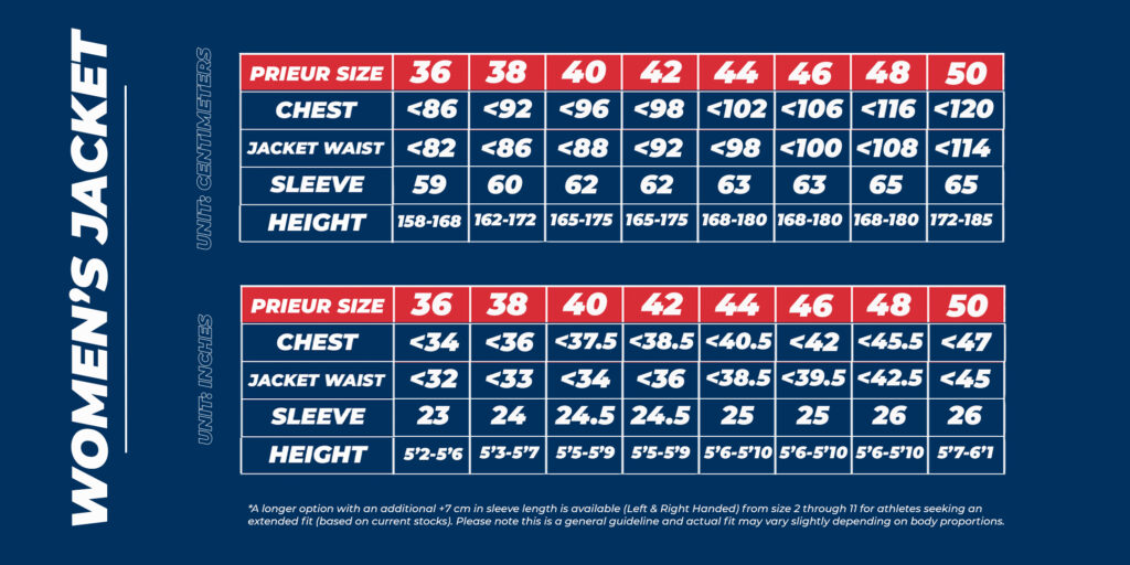 Fencing Jacket Size Guide for Women